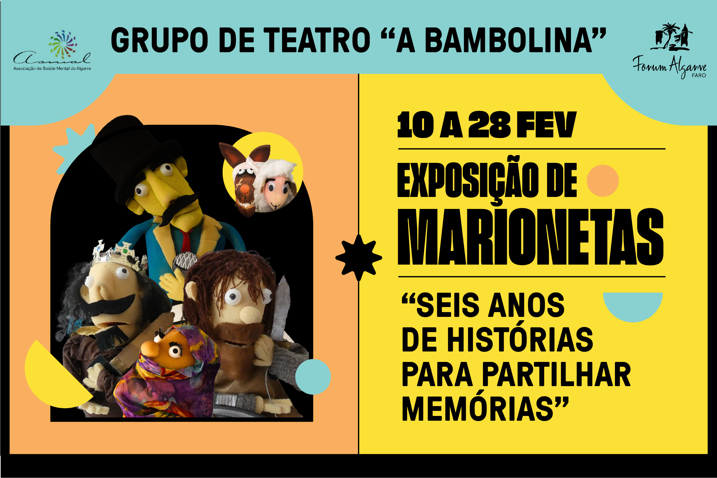Exposição de Marionetas Seis Anos de Histórias no Forum Algarve Faro de 10 a 28 de fevereiro